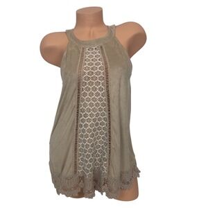 Maurices Faux Suede Eyelet Lace Trim Tank Top Size M Boho Western Cowgirl Shirt